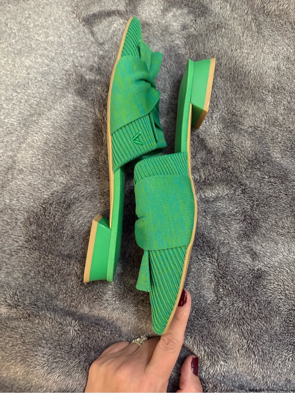 VIVAIA Bright Green Yaffa Pointed-Toe Knot Mules - EU 39 US sz 8 - Picture 6 of 11